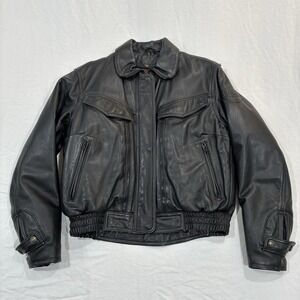 First Gear Scout III Black Leather Motorcycle Jacket Mens 42 W